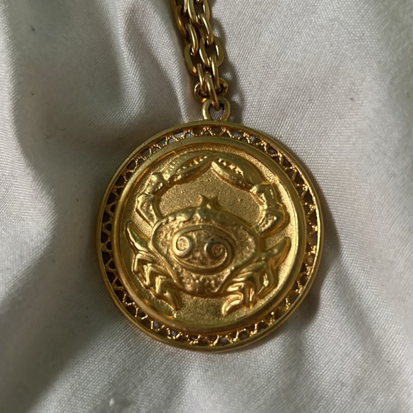 Gold Cancer Zodiac Necklace with Chain - Picture 3 of 4